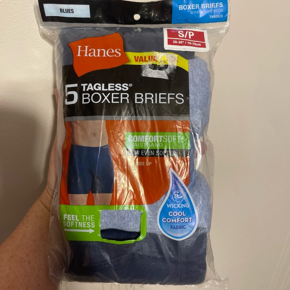 Hanes Tagless Boxer Briefs - Blue Mix (5-Pack)